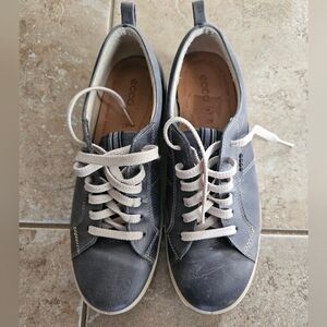 Ecco Blue Gray Casual Leather Sneakers